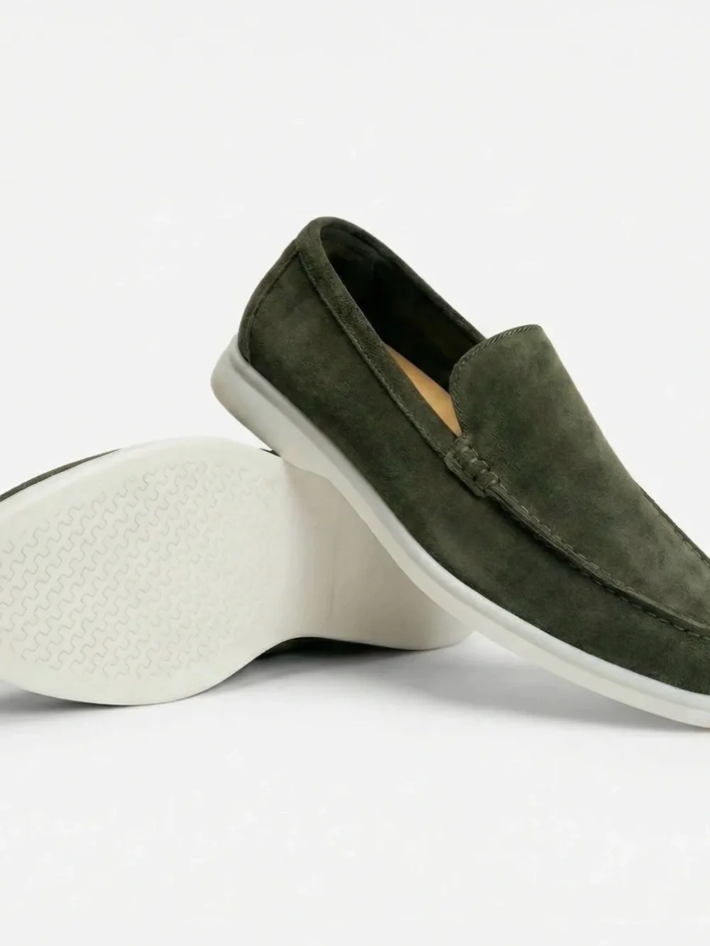 Men's Casual Suede Slip-On Loafers - Olive Green